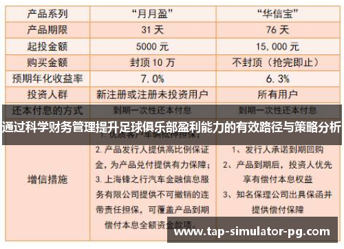 通过科学财务管理提升足球俱乐部盈利能力的有效路径与策略分析